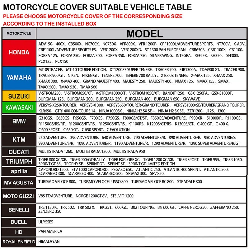 FENRIR 420D 90""INCH Motorcycle Cover Waterproof Outdoor Storage for Adventure R1250GS R1300GS KLR650 Versys Africa twin Transalp750 NC750X CB500X NT1100 Super Tenere Tracer9 FJR1300 Multistrada Vstrom - Image 2